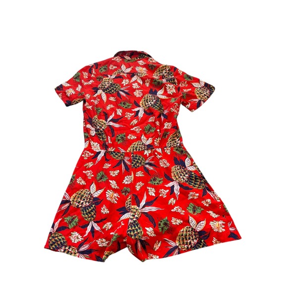 Polo Ralph Lauren Women's Red Pineapple Floral Print Button Down Romper Size 4 - Picture 7 of 12